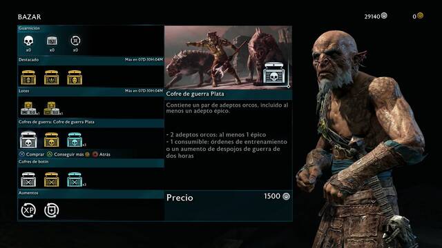 Sombras de Guerra Conseguir Mirians - Comprar cofres en el bazar