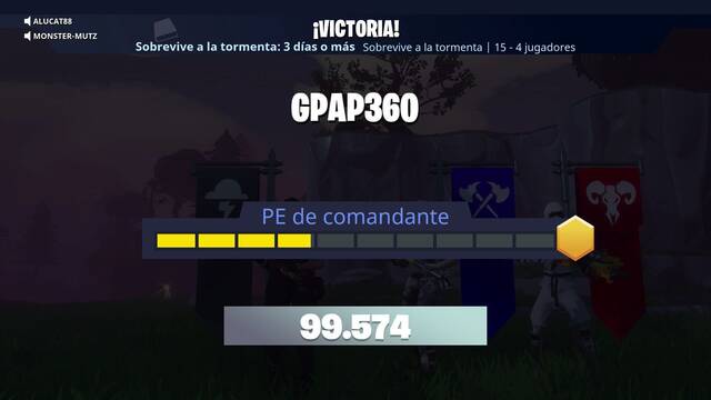Fortnite - Sobrevive a la tormenta - Experiencia ganada