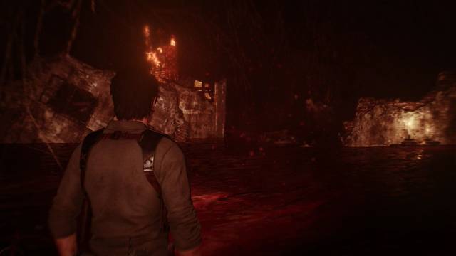The Evil Within 2 - Pozo sin fondo - Muro con estatua en llamas