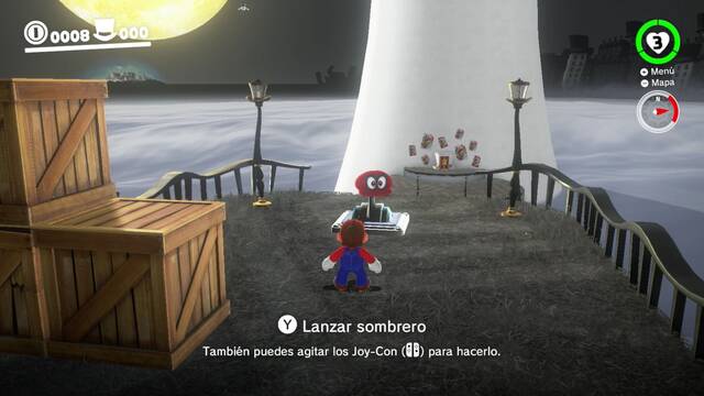 Super Mario Odyssey - Prólogo - Cappy activando la palanca