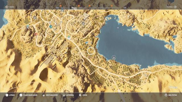 Assassin Creed Origins - Papiros - Un trago largo - Siwa   Solucin mapa