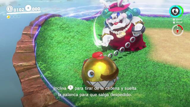 Super Mario Odyssey - Reino de las Cataratas - Señoral Broodal - Ataque con la mano