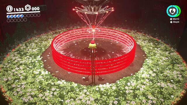 Super Mario Odyssey - Reino Arbolado - Energiluna 4 - Pasar por encima de los rayos circulares