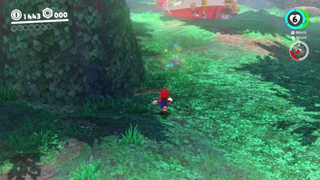 Super Mario Odyssey - Reino Arbolado - Energiluna 7 - Piedra con luz extraña