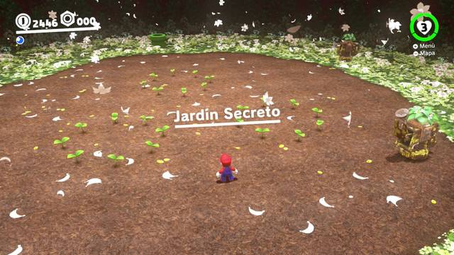 Super Mario Odyssey - Reino Arbolado - Energiluna 27 - Jardín secreto