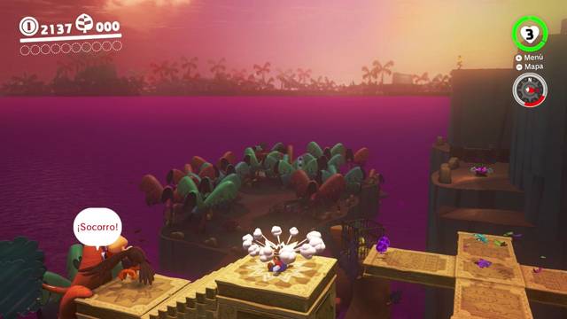 Super Mario Odyssey - Reino Perdido - Energiluna 1 - Derrotar a Klepto y recuperar a Cappy