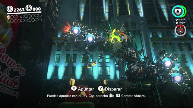 Super Mario Odyssey - Reino Urbano - Cienpis elctrico - Disparar al jefe