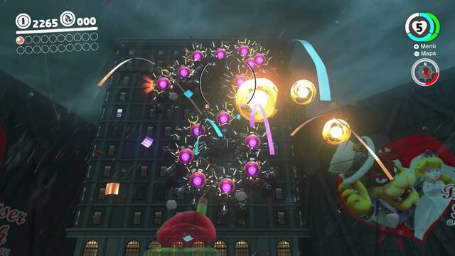 Super Mario Odyssey - Reino Urbano - Cienpis elctrico - Bolas flotantes