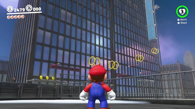 Super Mario Odyssey - Reino Urbano - Energilunas 37, 38, 46 y 45 - Recorrido de las barras
