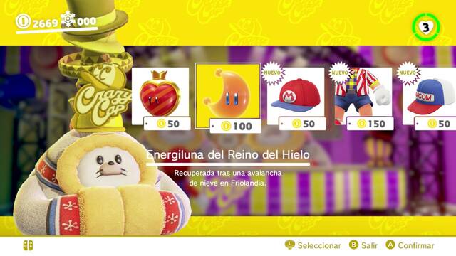 Super Mario Odyssey - Reino del Hielo - Energilunas 6, 21, 8 y 11 - Energiluna 21