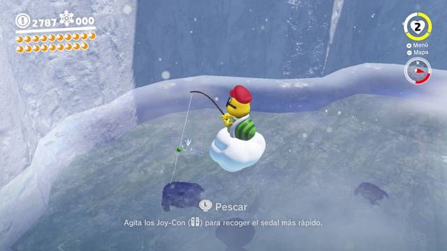 Super Mario Odyssey - Reino del Hielo - Energiluna 17 - Pesca con Lakitu
