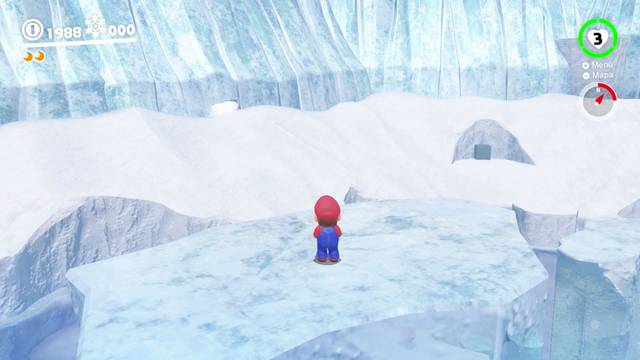 Super Mario Odyssey - Reino del Hielo - Energiluna 19 - Bloque de nieve en la pared norte