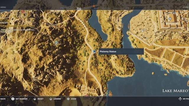 Assassin Creed Origins - Estatuas de Ptolomeo - Lago Mareotis - Localización en el mapa