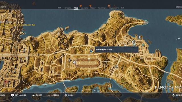 Assassin Creed Origins - Estatuas de Ptolomeo - Canopo 1 - Localización en el mapa