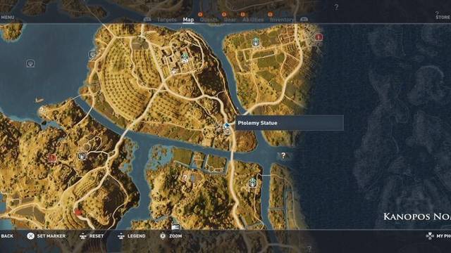 Assassin Creed Origins - Estatuas de Ptolomeo - Canopo 2 - Localización en el mapa