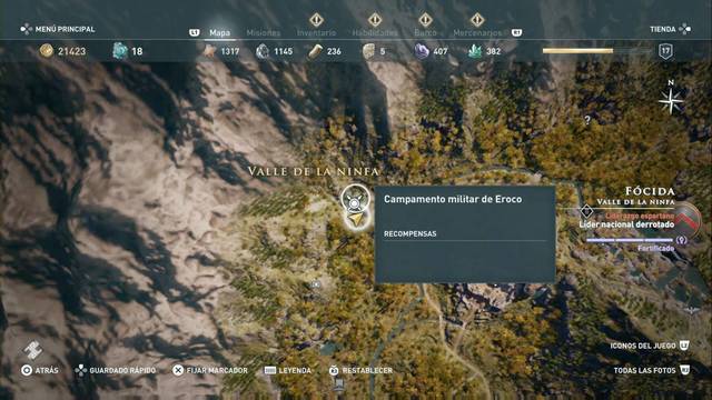 Assassin's Creed Odyssey: Valle de la ninfa - Campamento militar de Eroco