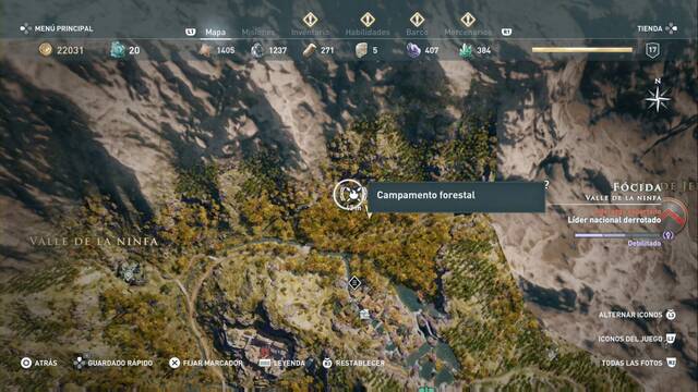 Assassin's Creed Odyssey: Valle de la ninfa - Campamento forestal