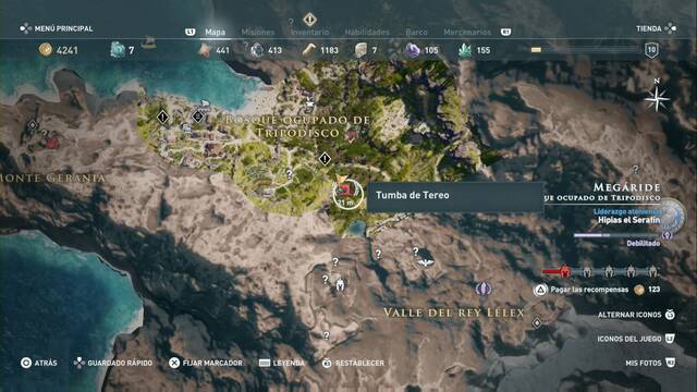 Assassin's Creed Odyssey : Bosque ocupado de Tripodisco - Tumba de Tereo