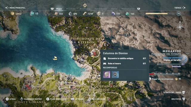 Assassin's Creed Odyssey: Piedemonte del Citern - Columna de Dioniso
