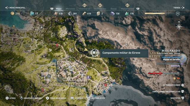 Assassin's Creed Odyssey: Valle del rey Llex - Campamento militar de Eirene