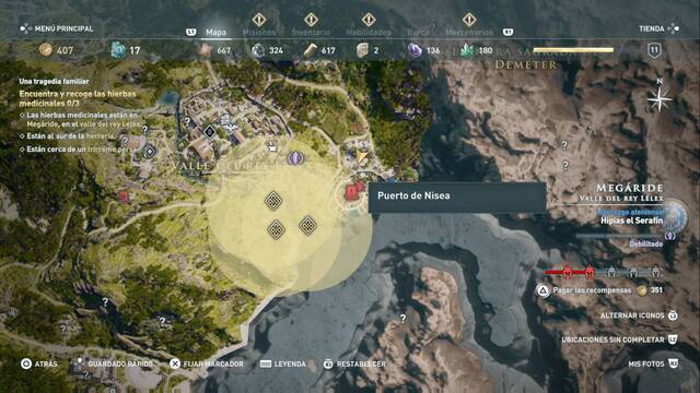 Assassin's Creed Odyssey: Valle del rey Llex - Puerto de Nisea