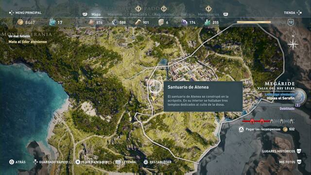 Assassin's Creed Odyssey: Valle del rey Llex - Santuario de Atenea