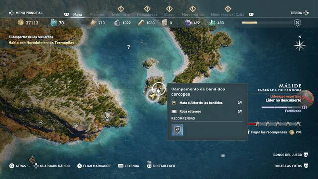 Assassin's Creed Odyssey: Ensenada de Pandora - Campamento de bandidos cercopes