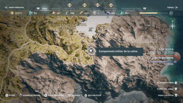 Assassin's Creed Odyssey - Bahía del lago rojo - Campamento militar de la colina