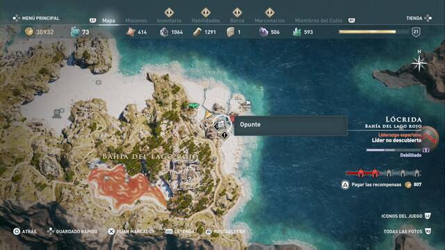 Assassin's Creed Odyssey - Bahía del lago rojo - Opunte