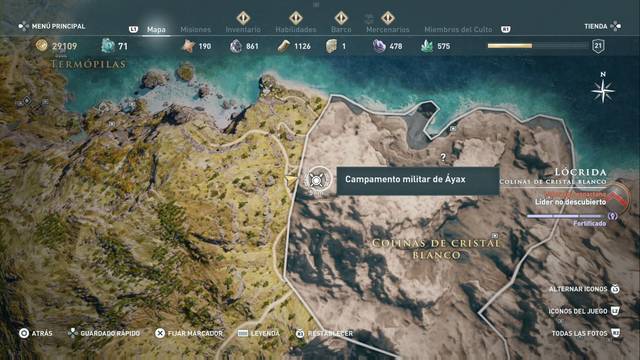 Assassin's Creed Odyssey - Colinas de cristal blanco - Campamento militar de µyax