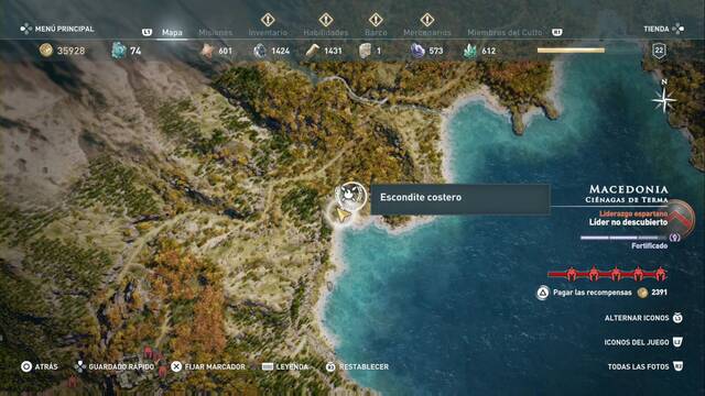 Assassin's Creed Odyssey - Cinaga de Terma - Escondite costero