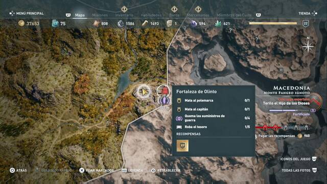 Assassin's Creed Odyssey - Monte pangeo ignoto - Fortaleza de Olinto (Lanza de Aquiles en cofre legendario)