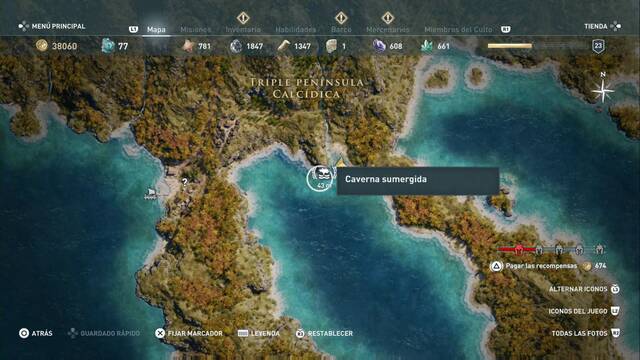 Assassin's Creed Odyssey - Triple pennsula calcdica - Caverna sumergida (skin La venganza del Minotauro)