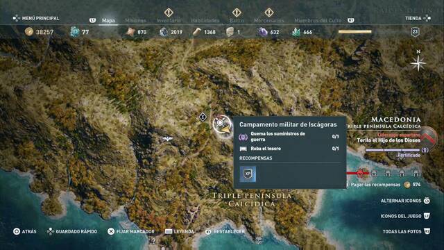 Assassin's Creed Odyssey - Triple pennsula calcdica - Campamento militar de Iscgoras