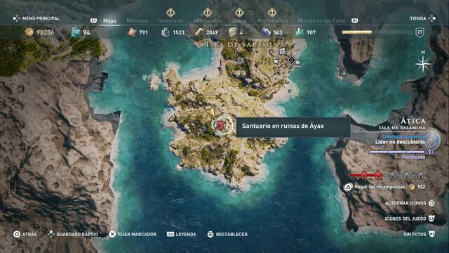 Assassin's Creed Odyssey - Isla de Salamina - Santuario en ruinas de yax