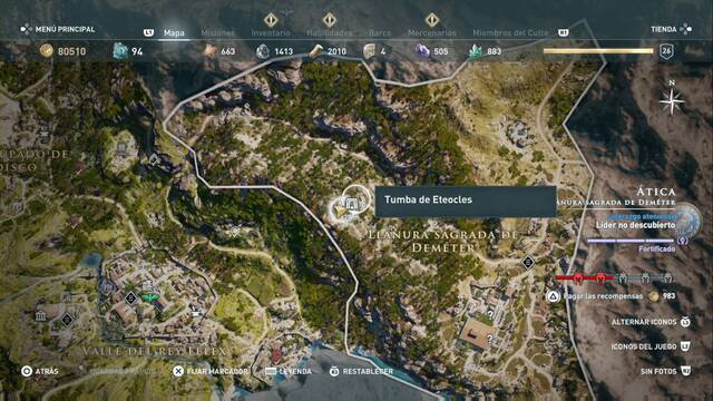 Assassin's Creed Odyssey - Llanura sagrada de Demter - Tumba de Eteocles