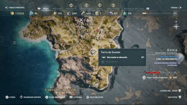 Assassin's Creed Odyssey - Montaa plateada - Torre de Sunin