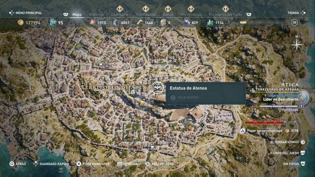 Assassin's Creed Odyssey - Territorio de Atenas - Estatua de Atenea