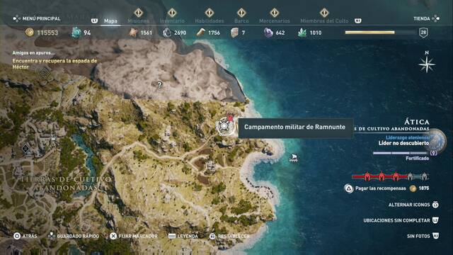 Assassin's Creed Odyssey - Tierras de cultivo abandonadas - Campamento ilitar de Ramnunte