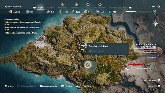 Assassin's Creed Odyssey - Cabo Artemisio - Cumbre de Istiaia