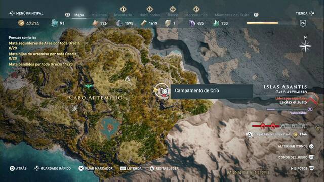 Assassin's Creed Odyssey - Cabo Artemisio - Campamento de Crio