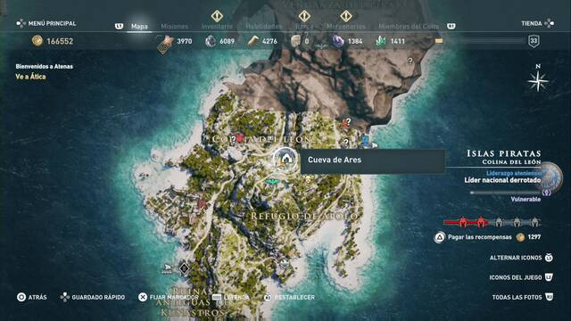 Assassin's Creed Odyssey - Colina del león - Cueva de Ares