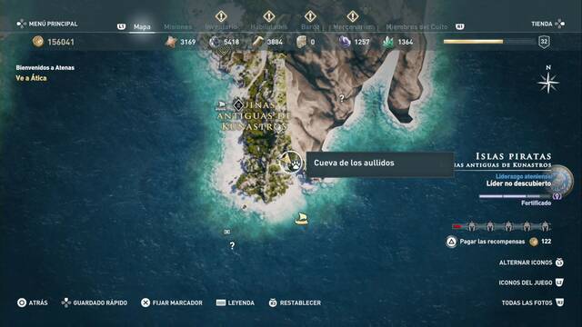 Assassin's Creed Odyssey - Ruinas antiguas de Kunastros - Cueva de los aullidos