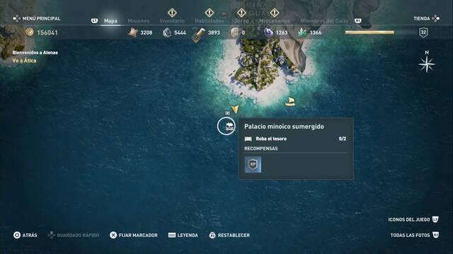 Assassin's Creed Odyssey - Ruinas antiguas de Kunastros - Palacio minoico sumergido (un cofre requiere una llave)