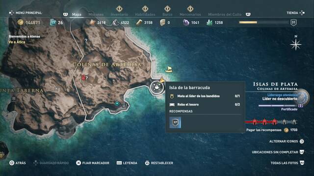 Assassin's Creed Odyssey - Colinas de Artemisa - Isla de la barracuda