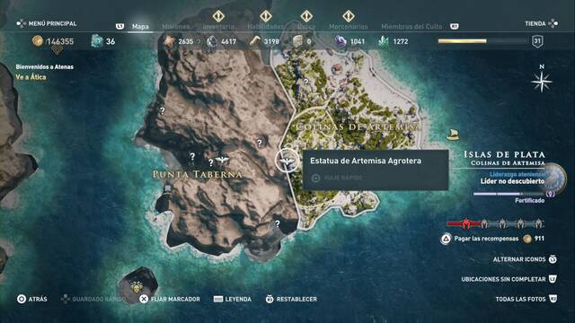 Assassin's Creed Odyssey - Colinas de Artemisa - Estatua de Artemisa Agrotera