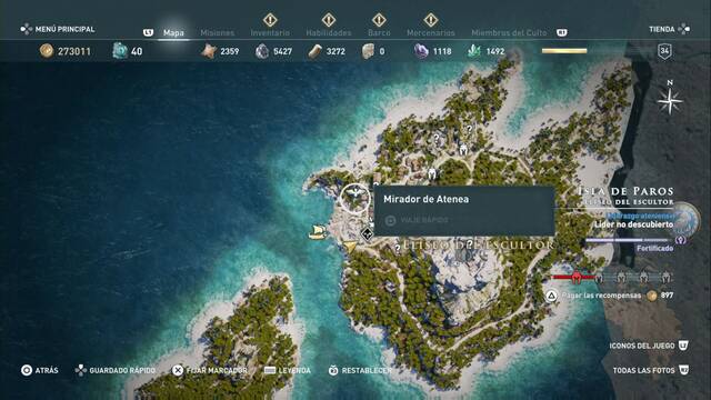 Assassin's Creed Odyssey - Elíseo del escultor - Mirador de Atenea