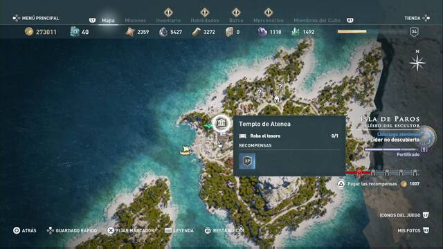 Assassin's Creed Odyssey - Elíseo del escultor - Templo de Atenea