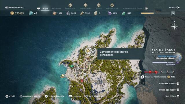 Assassin's Creed Odyssey - Elíseo del escultor - Campamento militar de Ter menes