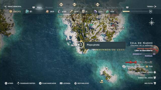 Assassin's Creed Odyssey - Colinas de la Mnade - Playa pirata